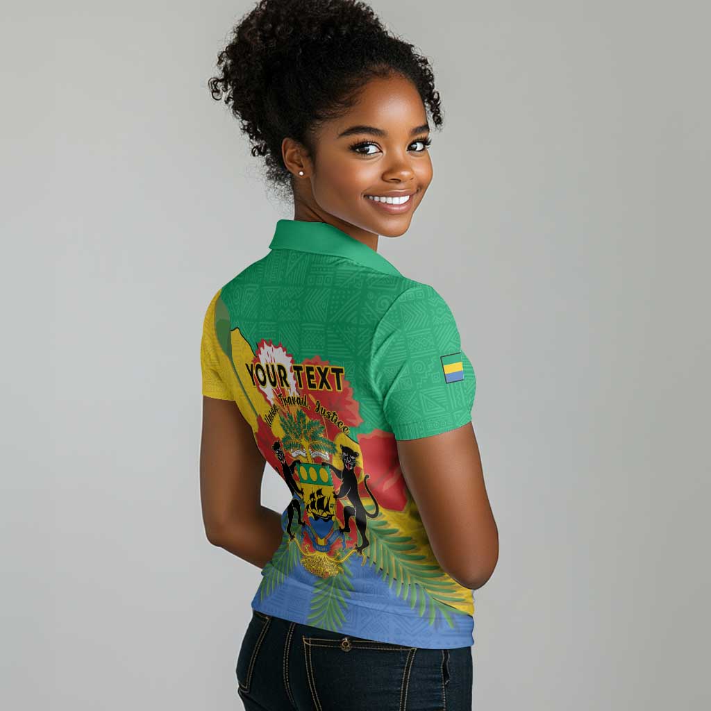 Personalised Afro Gabon Women Polo Shirt Gabonese Union Travail and Justice
