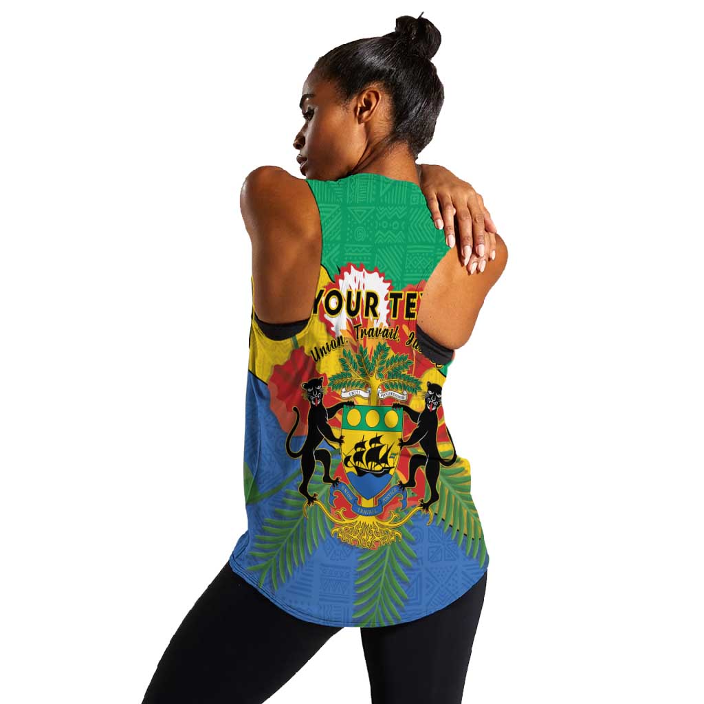 Personalised Afro Gabon Women Racerback Tank Gabonese Union Travail and Justice
