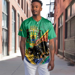 Afro Gabon Baseball Jersey Black Panther With Coat Of Arms