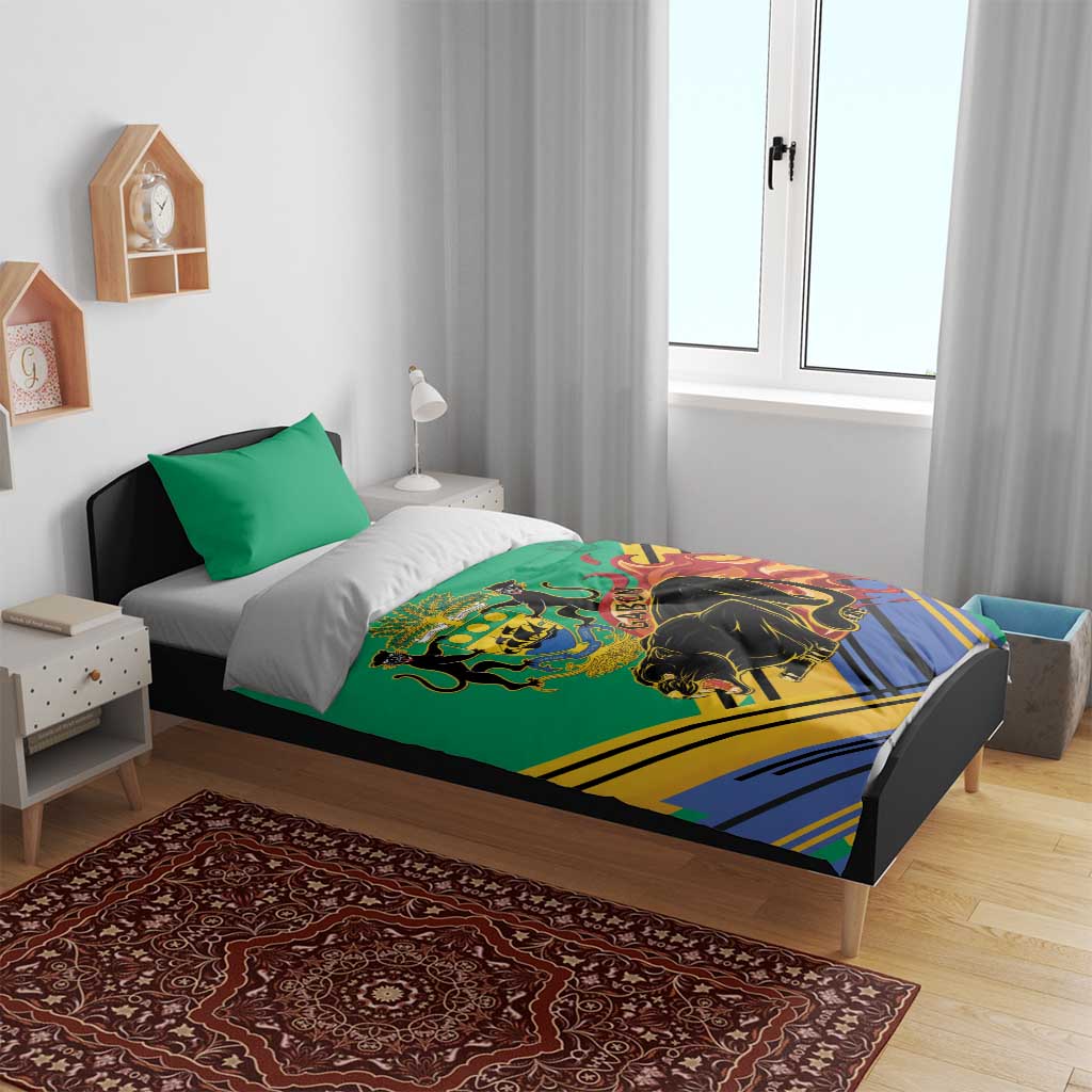 Afro Gabon Bedding Set Black Panther With Coat Of Arms