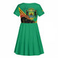 Afro Gabon Kid Short Sleeve Dress Black Panther With Coat Of Arms