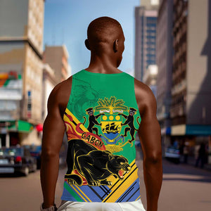 Afro Gabon Men Tank Top Black Panther With Coat Of Arms