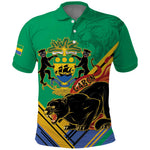 Afro Gabon Polo Shirt Black Panther With Coat Of Arms