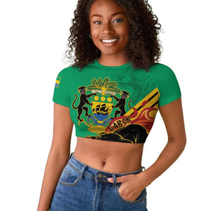 Afro Gabon Raglan Cropped T shirt Black Panther With Coat Of Arms