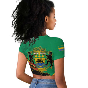 Afro Gabon Raglan Cropped T shirt Black Panther With Coat Of Arms