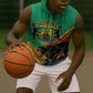 Afro Gabon Sleeveless Zip Hoodie Black Panther With Coat Of Arms - African Pride