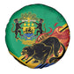 Afro Gabon Spare Tire Cover Black Panther With Coat Of Arms