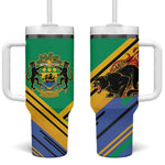 Afro Gabon Tumbler With Handle Black Panther With Coat Of Arms