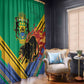 Afro Gabon Window Curtain Black Panther With Coat Of Arms