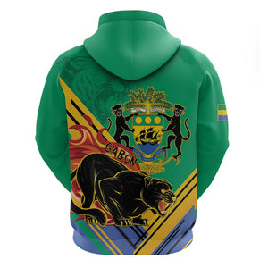 Afro Gabon Zip Hoodie Black Panther With Coat Of Arms