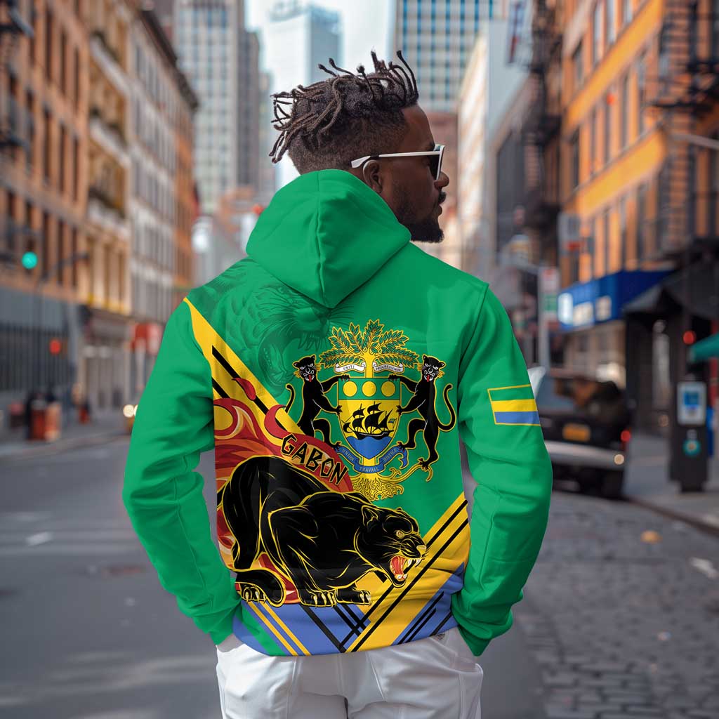 Afro Gabon Zip Hoodie Black Panther With Coat Of Arms