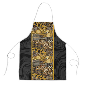 African Tribal Heritage Apron Black Gold Pattern