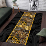 African Tribal Heritage Area Rug Black Gold Pattern