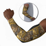 African Tribal Heritage Arm Sleeves Black Gold Pattern