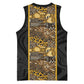 African Tribal Heritage Basketball Jersey Black Gold Pattern