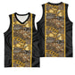 African Tribal Heritage Basketball Jersey Black Gold Pattern