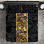 African Tribal Heritage Bedding Set Black Gold Pattern