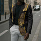 African Tribal Heritage Blazer Black Gold Pattern