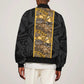 African Tribal Heritage Bomber Jacket Black Gold Pattern