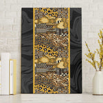 African Tribal Heritage Canvas Wall Art Black Gold Pattern