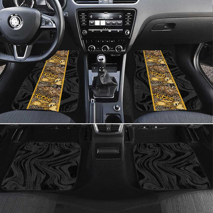 African Tribal Heritage Car Mats Black Gold Pattern