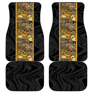 African Tribal Heritage Car Mats Black Gold Pattern