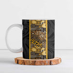 African Tribal Heritage Ceramic Mug Black Gold Pattern