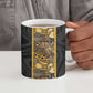 African Tribal Heritage Ceramic Mug Black Gold Pattern