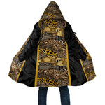 African Tribal Heritage Cloak Black Gold Pattern