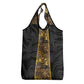 African Tribal Heritage Grocery Bag Black Gold Pattern