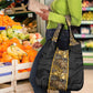 African Tribal Heritage Grocery Bag Black Gold Pattern