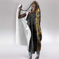African Tribal Heritage Hooded Blanket Black Gold Pattern