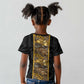 African Tribal Heritage Kid T shirt Black Gold Pattern