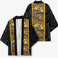 African Tribal Heritage Kimono Black Gold Pattern
