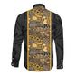 African Tribal Heritage Long Sleeve Button Shirt Black Gold Pattern