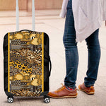 African Tribal Heritage Luggage Cover Black Gold Pattern