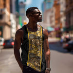 African Tribal Heritage Men Tank Top Black Gold Pattern