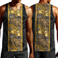 African Tribal Heritage Men Tank Top Black Gold Pattern