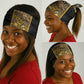 African Tribal Heritage Neck Gaiter Black Gold Pattern