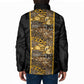 African Tribal Heritage Padded Jacket Black Gold Pattern