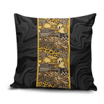 African Tribal Heritage Pillow Cover Black Gold Pattern