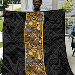 African Tribal Heritage Quilt Black Gold Pattern