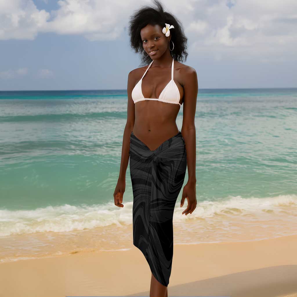 African Tribal Heritage Sarong Black Gold Pattern