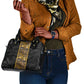 African Tribal Heritage Shoulder Handbag Black Gold Pattern