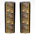 African Tribal Heritage Skinny Tumbler Black Gold Pattern