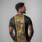 African Tribal Heritage T shirt Black Gold Pattern