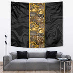 African Tribal Heritage Tapestry Black Gold Pattern