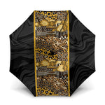 African Tribal Heritage Umbrella Black Gold Pattern