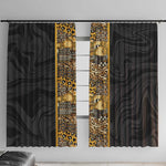 African Tribal Heritage Window Curtain Black Gold Pattern
