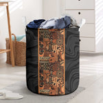 African Tribal Heritage Laundry Basket Earth Tone Pattern